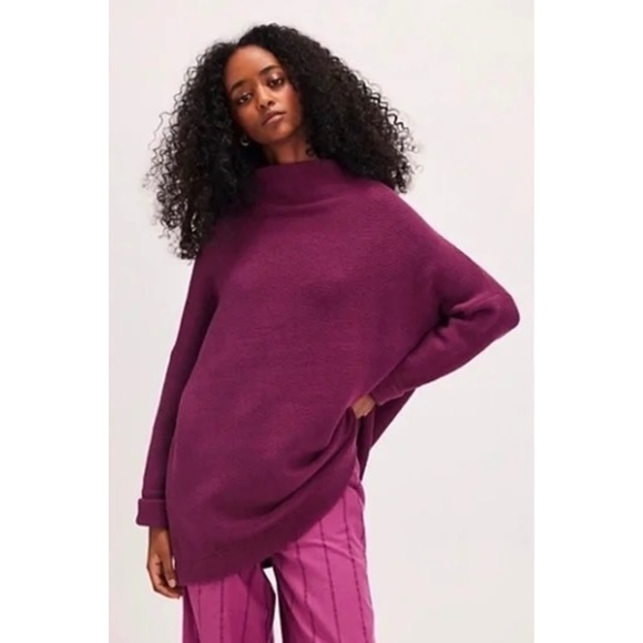 Free People Fuchsia Pink Ottoman Slouchy Tunic Sweater SIZE S - Picture 1 of 16